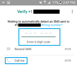 verify whatsapp android phone